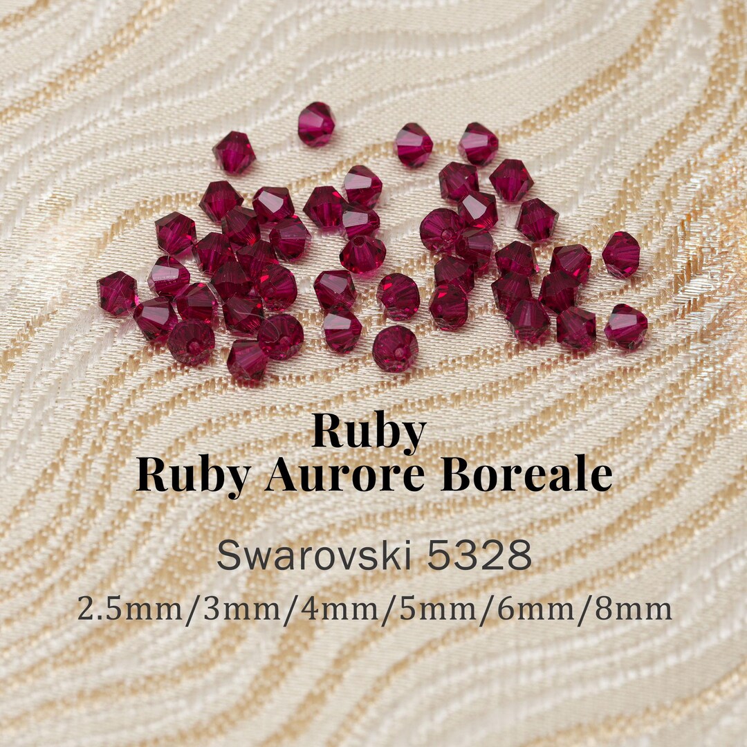 Swarovski 5328 Ruby 501 & Ruby Aurore Boreale Xilion Bicone Beads • 2 ...
