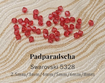 Swarovski 5328 Padparadscha 542 Xilion Bicone Beads, Genuine Austrian Crystal Beads for Jewelry Making, DIY Earrings Bracelets, 2.5mm - 10mm