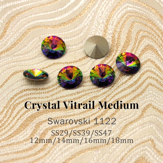 Swarovski 1122 Crystal Vitrail Medium Rivoli Pointed Back Round