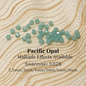 Swarovski 5328 Pacific Opal 390 Series Xilion Bicone Beads • Shimmer, Shimmer 2X • 2.5mm–8mm • Light Blue Austrian Crystal Beads