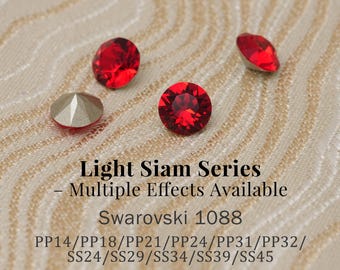 スワロフスキー 1088 ライトサイアム 227 XIRIUS チャトン ポイントバック ラウンドストーン • PP14–SS45 • マルチエフェクト（ブルーAB、ムーンライト、シマー）