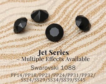 Swarovski 1088 Jet 280 XIRIUS Chaton Piedras redondas con parte trasera puntiaguda • PP14–SS45 • Múltiples efectos (Hematita Jet)