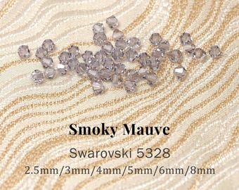 Swarovski 5328 Smoky Mauve 265 Xilion Bicone Beads, Genuine Austrian Crystal Beads for Jewelry Making, DIY Earrings Bracelets, 2.5mm - 10mm