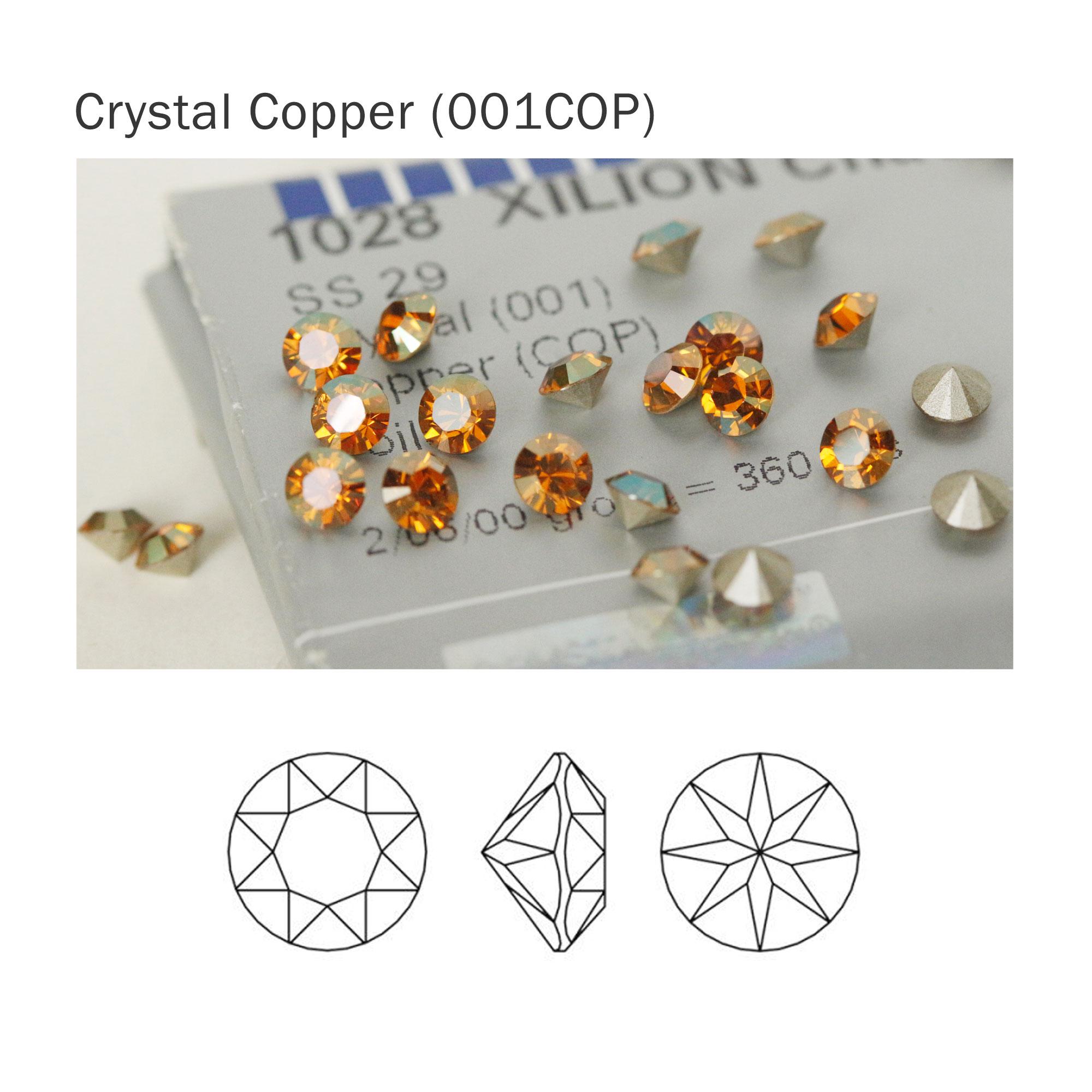 Swarovski 1028 Crystal Copper 001COP XIRIUS Chaton Pointed Back