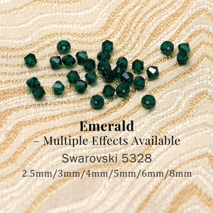 Cuentas bicónicas Swarovski 5328 Emerald Serie 205 Xilion • AB, AB2X • 2,5 mm–8 mm • Cuentas de cristal austriaco verde