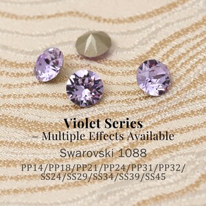 Swarovski 1088 Violeta 371 XIRIUS Chaton Pedras Redondas com Base Pontiaguda • PP14–SS45 • Múltiplos Efeitos (Azul AB, Luar, Brilho, Transmissão)