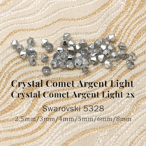Swarovski 5328 Crystal Comet Argent Light & Crystal Comet Argent Light 2x Xilion Bicone Beads • 2.5mm–8mm • Multiple Effects