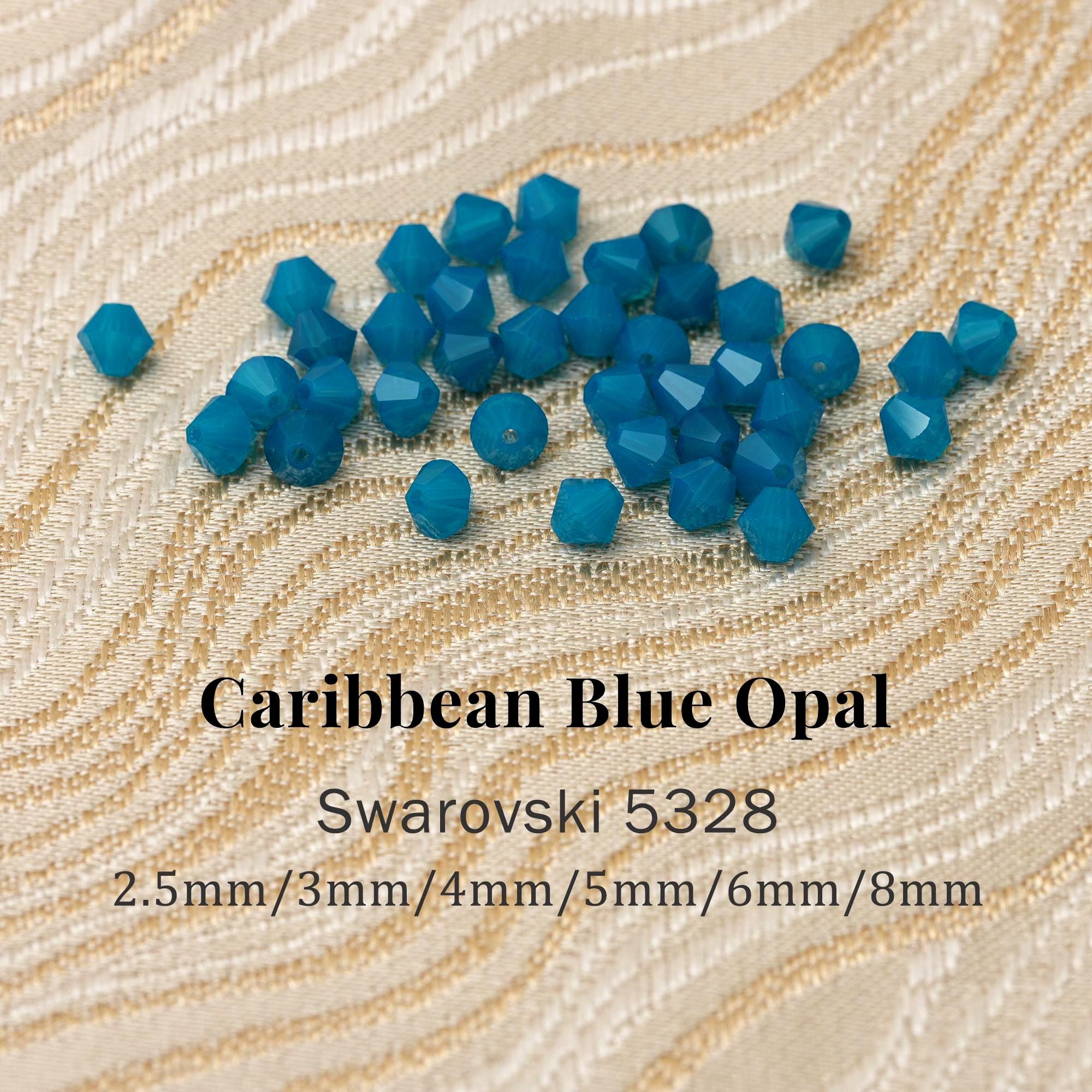Swarovski 5328 Caribbean Blue Opal 394 Beads, Genuine Austrian