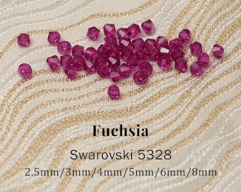 Swarovski 5328 Fuchsia 502 Xilion Bicone Beads, Genuine Austrian Crystal Beads for Jewelry Making, DIY Earrings Bracelets, 2.5mm - 10mm