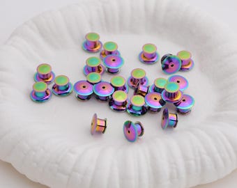 Set mit 12 Locking Pin Sicherungen für Emaille Pin oder benutzerdefinierte Initiale | Gold,Silber,Schwarzes Nickel,Regenbogen | Personalisierte Pin-Unterlagen mit Gravur