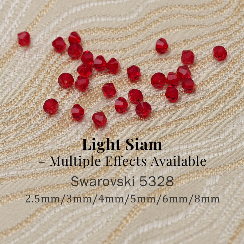 Swarovski 5328 Light Siam 227 Series Xilion Bicone Beads • AB, Shimmer ...