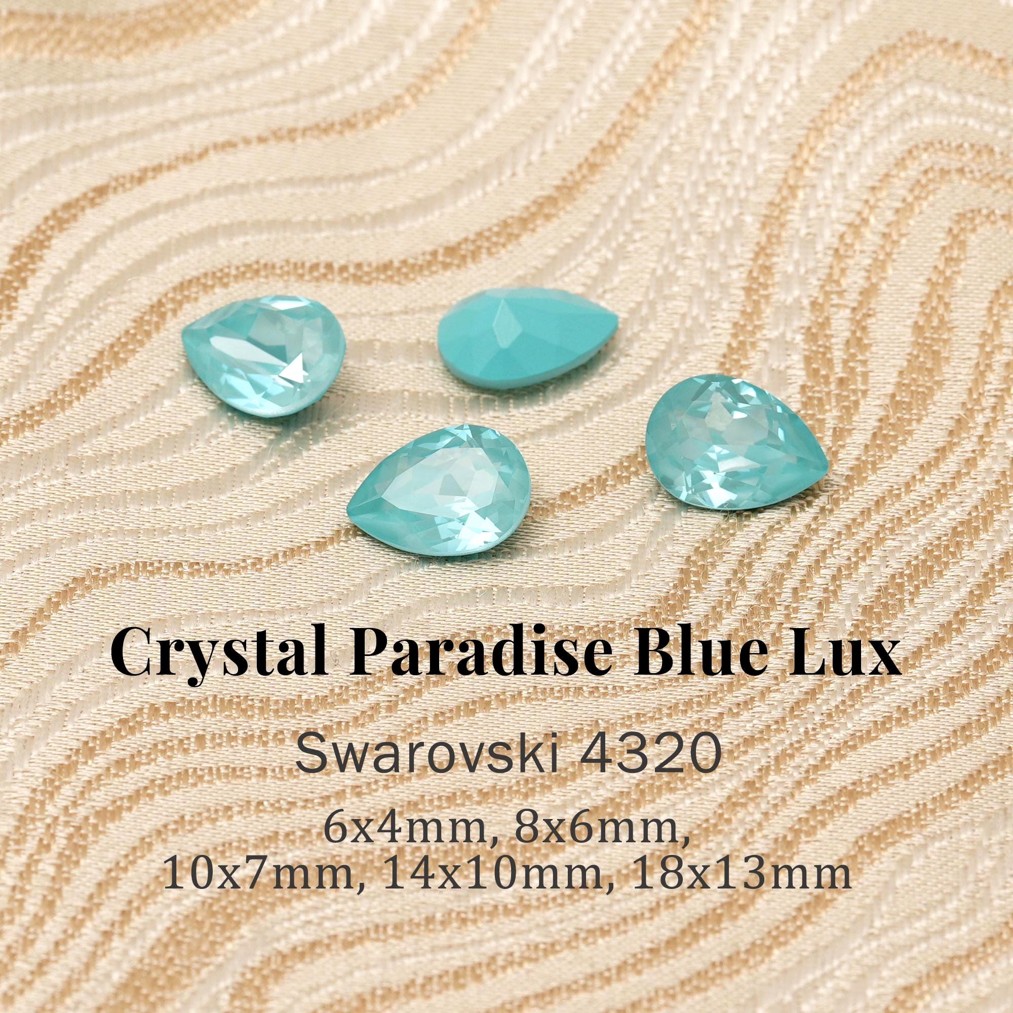 Swarovski 4320 Crystal Paradise Blue Lux Pear Fancy Stone, Pointed