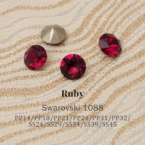 Swarovski 1088 Ruby 501 XIRIUS Chaton Pointed Back Round Stones PP14–SS45 (2–10mm) Rhinestones for Jewelry Making
