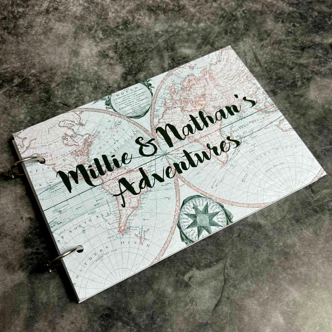 World Map Adventures Personalised Refillable Scrapbook Photo Album ...