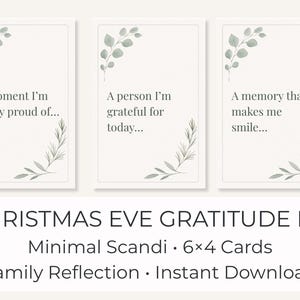 Christmas Eve Gratitude Kit | Family Reflection Activity | Printable Scandi Cards