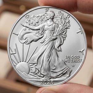 Moneta American Silver Eagle del 2026 – 1 oncia in argento puro .999 BU / Autentica Spedizione veloce