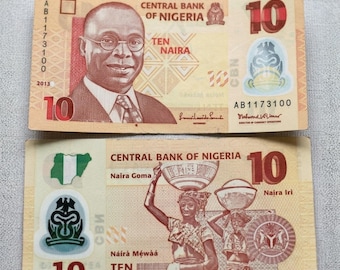 Billete de polímero de 10 nairas de Nigeria, sin circular – Billete coleccionable de moneda mundial