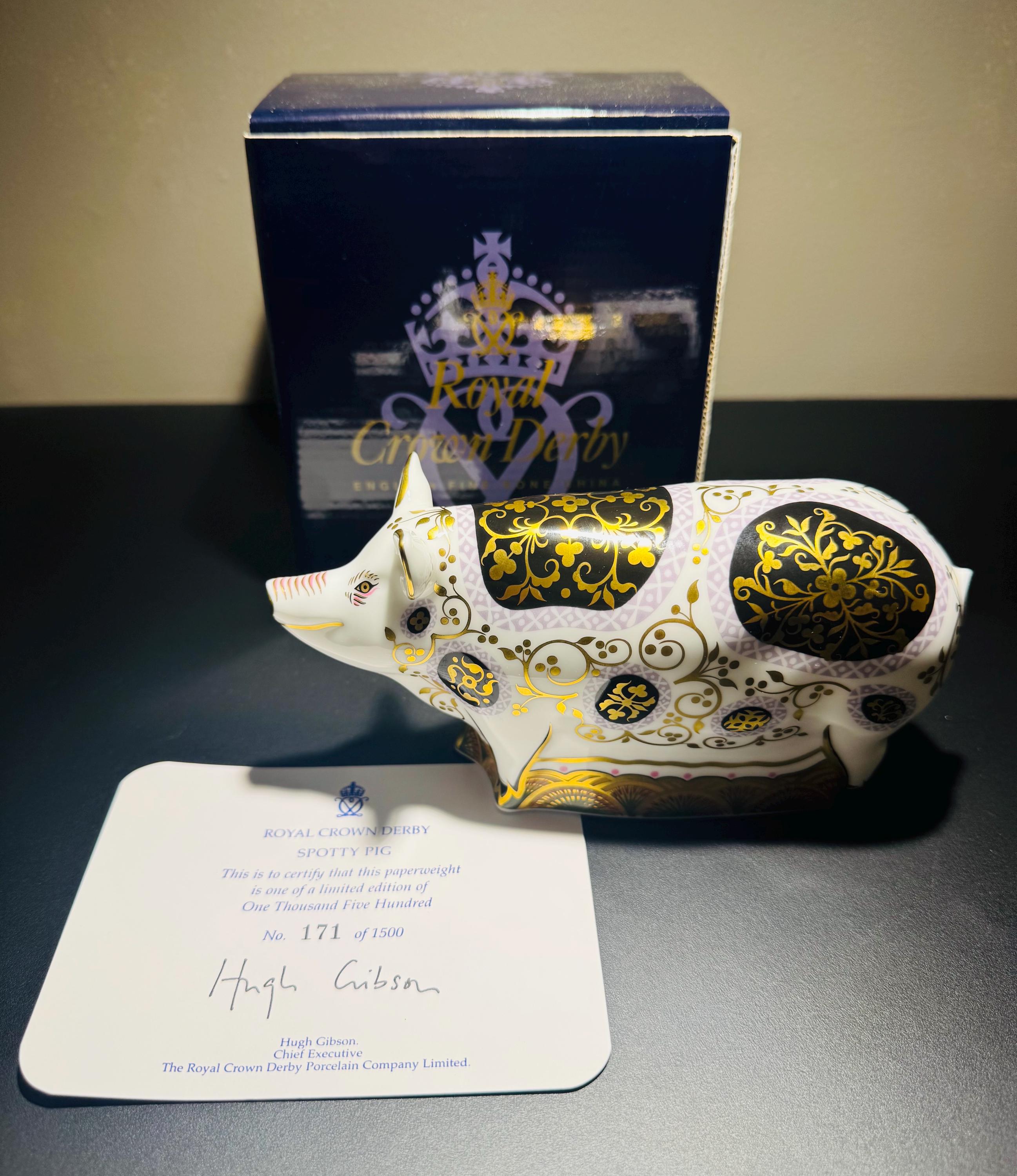 Royal Crown Derby Pig - Etsy UK
