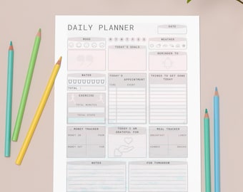 ADHD Daily Planner | Printable Digital Planner for Focus and Productivity | Aesthetic Daily To-Do List, Brain Dump & Habit Tracker