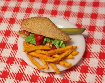 Miniature 1:12 BLT and Fries Plater