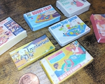 Miniature "Vintage Board Game Boxes" 7pc Set