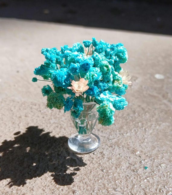 Miniature 1:12 Dollhouse Blue Flower Bouquet. by WindingWillowDecor