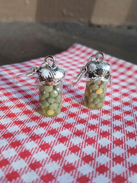 Miniature Stuffed Olive Jar Earrings by WindingWillowDecor