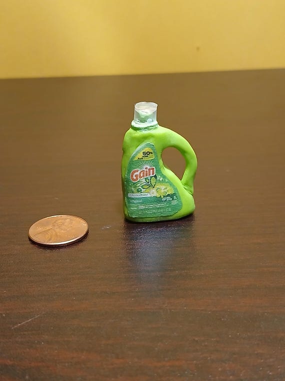 Miniature 1:12 Gain Laundry Detergent Bottle by WindingWillowDecor