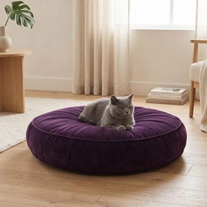 Round Velvet Tufted Pet Bed – Cozy Plush Cushion for Cats & Dogs (40cm-90cm)