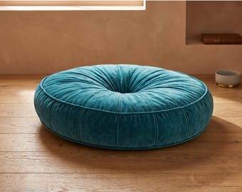 Cuccia per animali domestici di lusso in velluto color verde acqua - Casetta rotonda per gatti in blu pavone - Cuscino moderno turchese per cani - Divano morbido di design per animali domestici