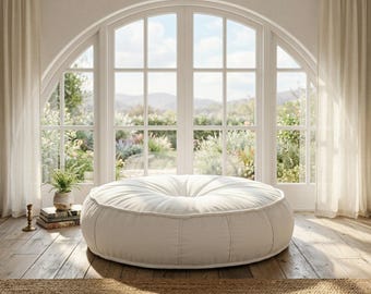 Luxury Ivory Velvet Pet Bed, Round Cat & Dog Bed, Soft Washable Cushion, Modern Pet Furniture, Cozy Plush Bed for Cats and Small Dogs