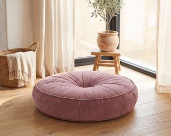 Round Velvet Cat Bed • Dusty Rose Pet Cushion • Cozy Window Seat for Cats • Soft Plush Donut Bed • Luxury Cat Furniture