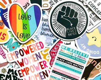 Pak met 50 stickers voor sociale rechtvaardigheid, stickers citaat gelijkheid, stickers activismebericht, waterdichte stickers voor verzamelaars, activistische fans