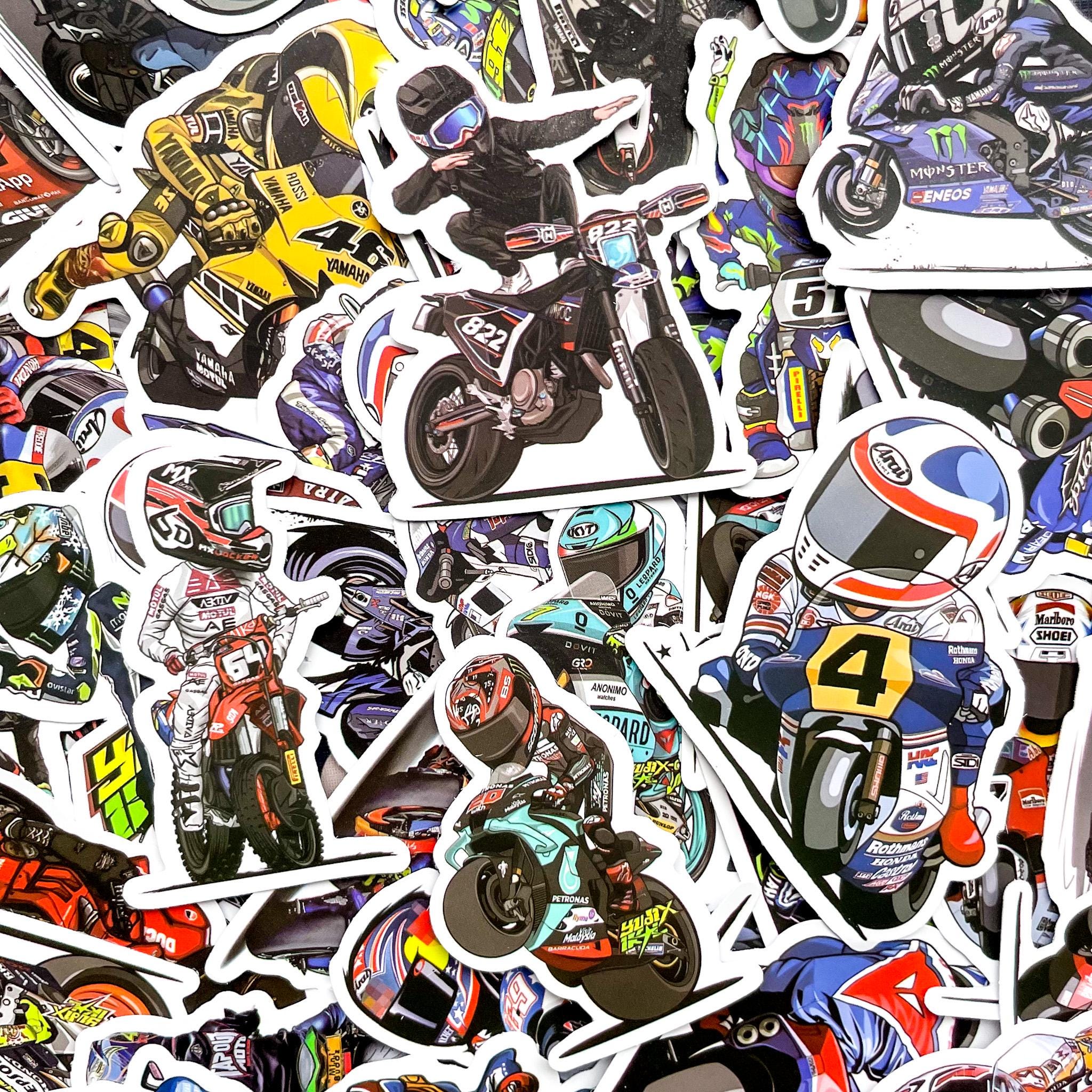 Motor Sticker Racer Pack of 50 Motogp Racing Stickers, Motorcycle Rider Stickers, Sportbike ...