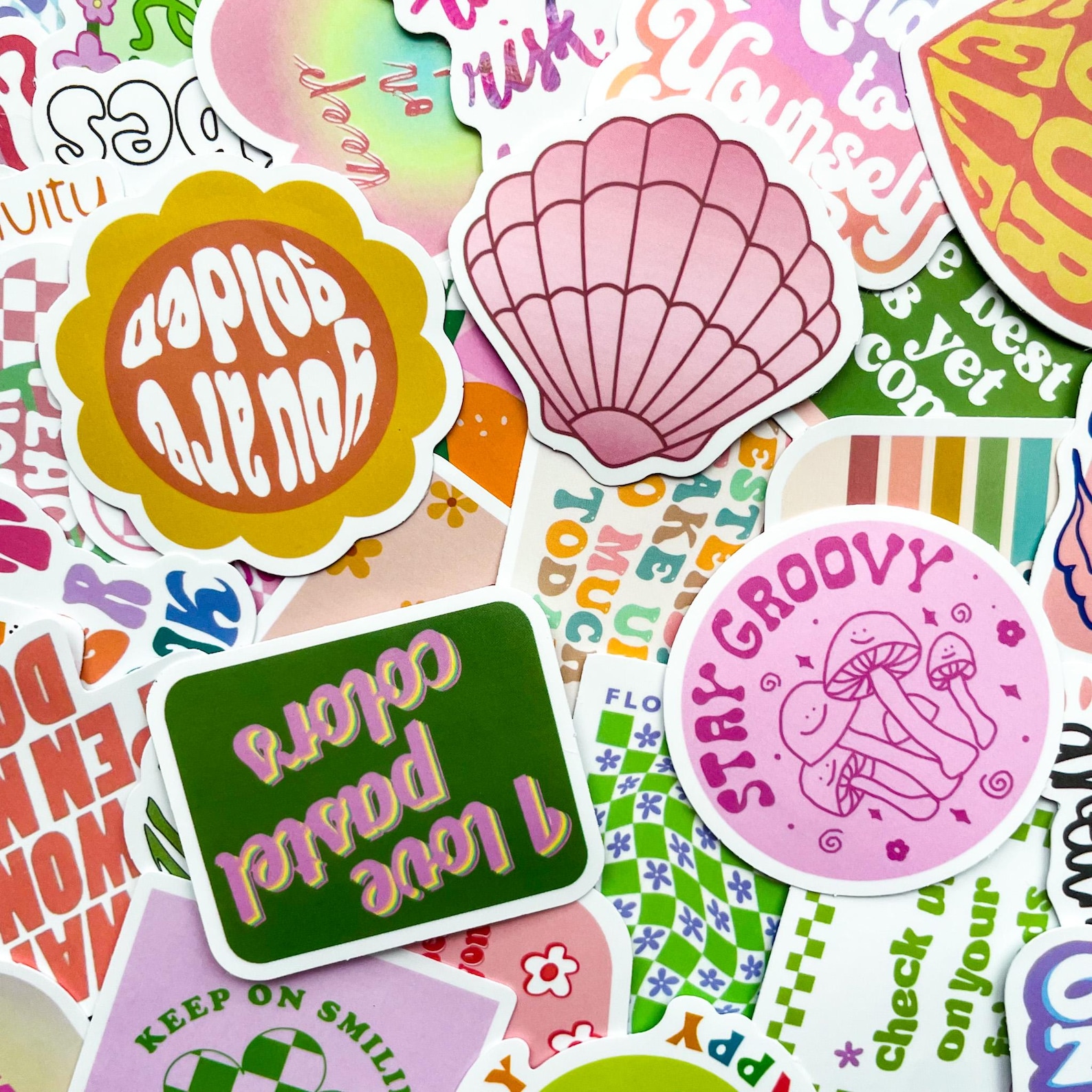 Stickerws Message Pack of 50 Motivational Stickers, Positive Quote Stickers, Pastel ...
