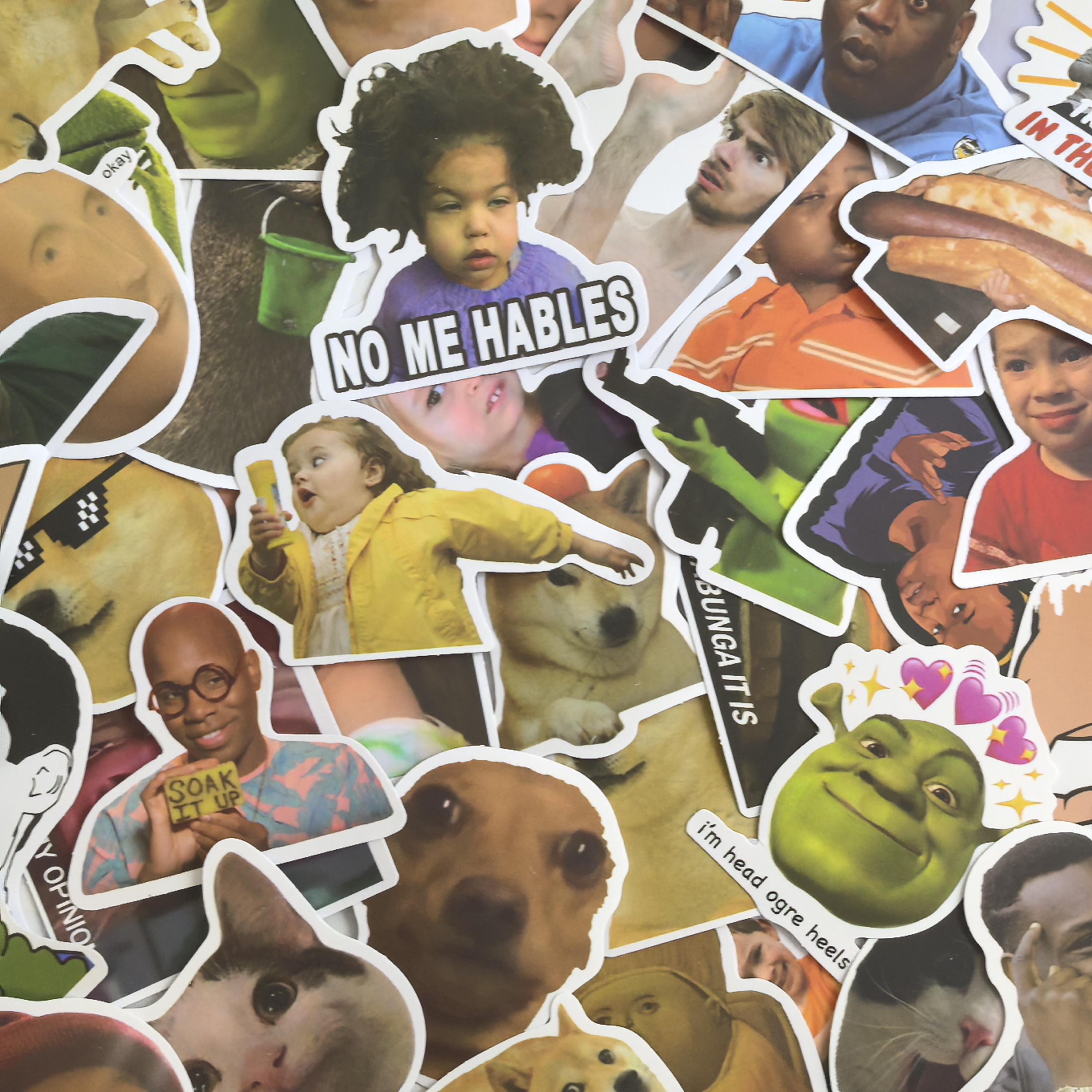 Pack of 50 Funny Meme Stickers, Reaction Face Stickers, Pop Culture ...