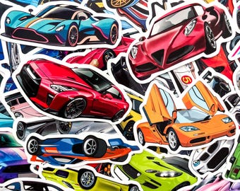 Pack of 50 Car Stickers, JDM Racing Stickers, Sports Car Stickers, Modified Car Stickers, Waterproof Drift Automotive Stickers for Car Fans