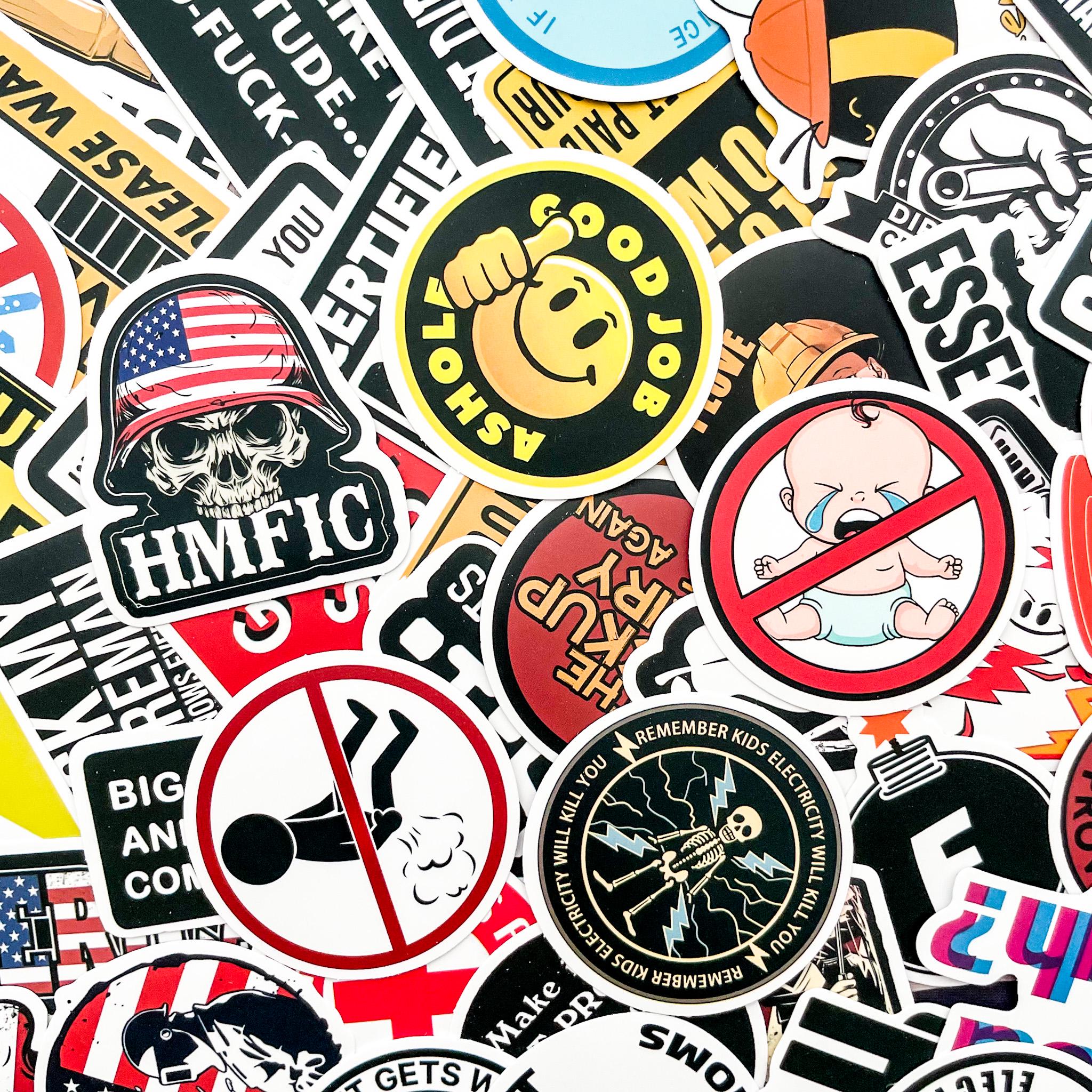 Pack of 50 Sarcastic Stickers, Funny Adult Humor Stickers, Bold ...