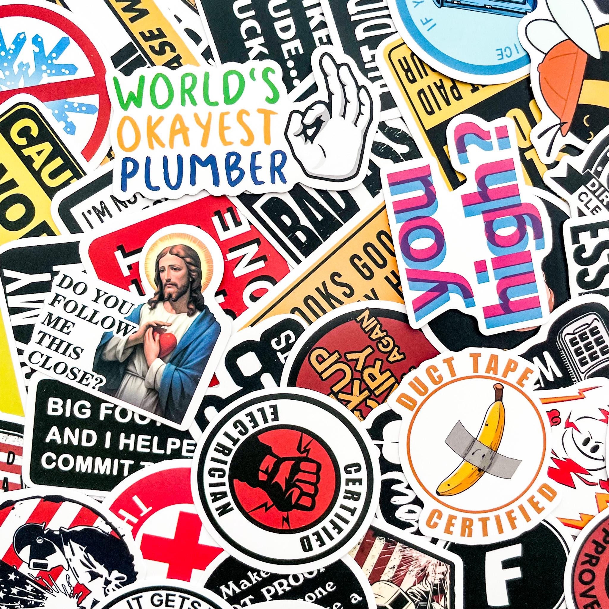 Pack of 50 Sarcastic Stickers, Funny Adult Humor Stickers, Bold ...