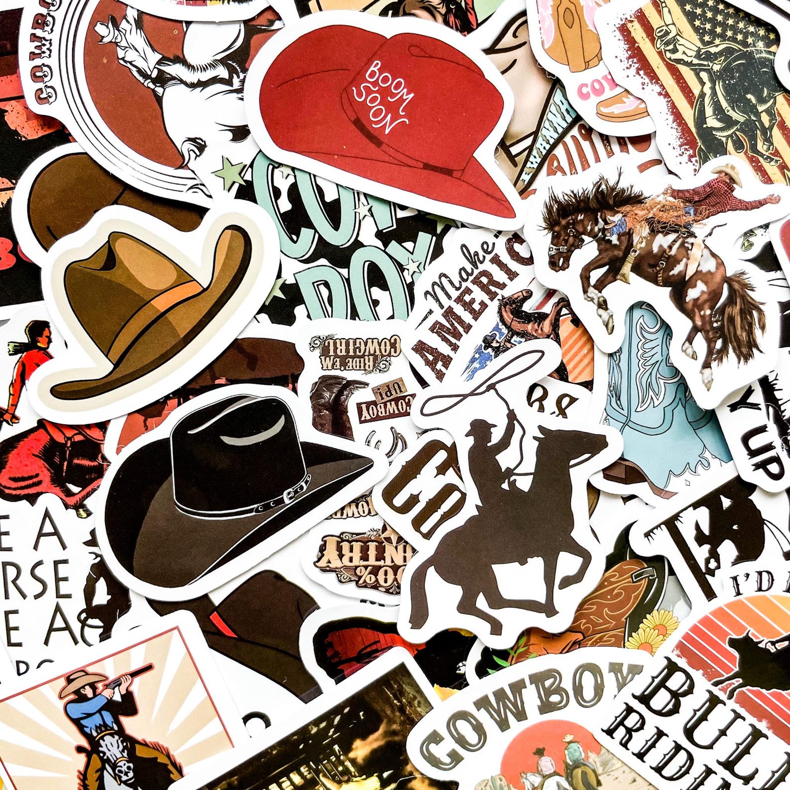 Cwest Sticker Pack of 50 Cowboy Western Stickers, Rodeo Rider Stickers, Rustic ...