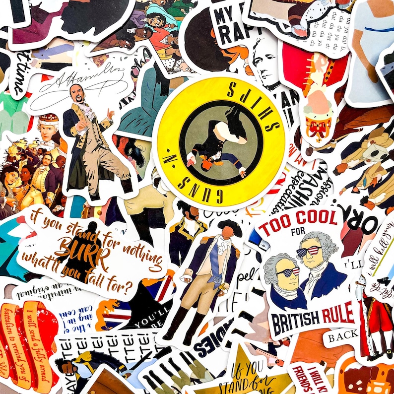 Pack of 50 Hamilton Musical Art Stickers, Founding Fathers Stickers ...