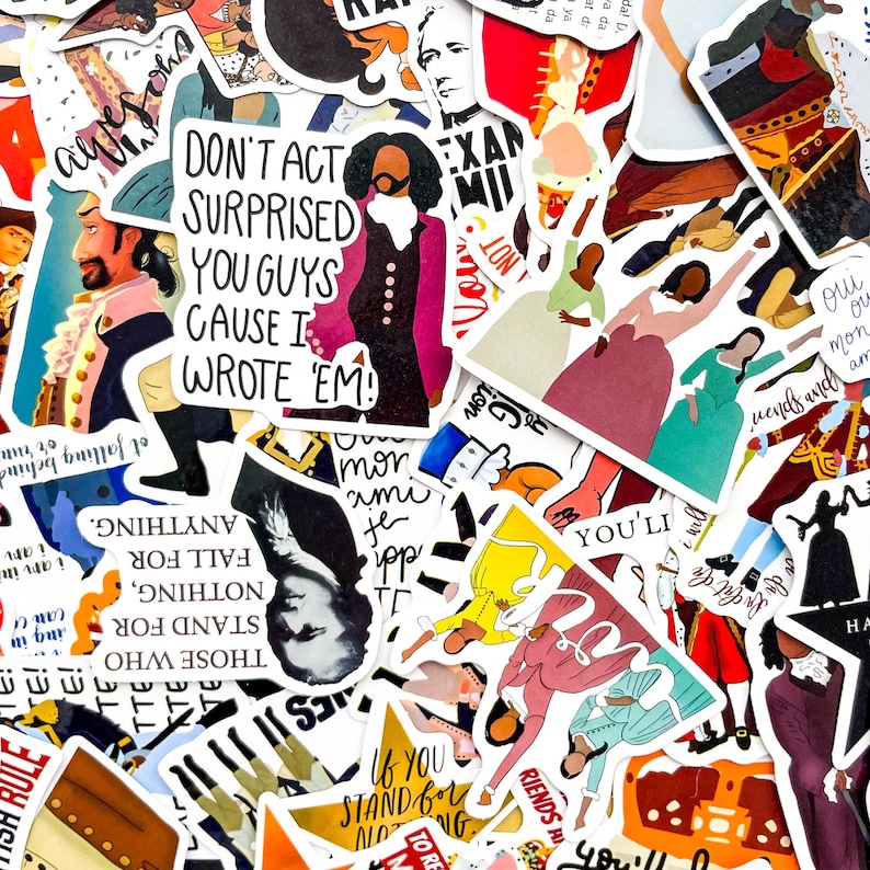 Pack of 50 Hamilton Musical Art Stickers, Founding Fathers Stickers ...