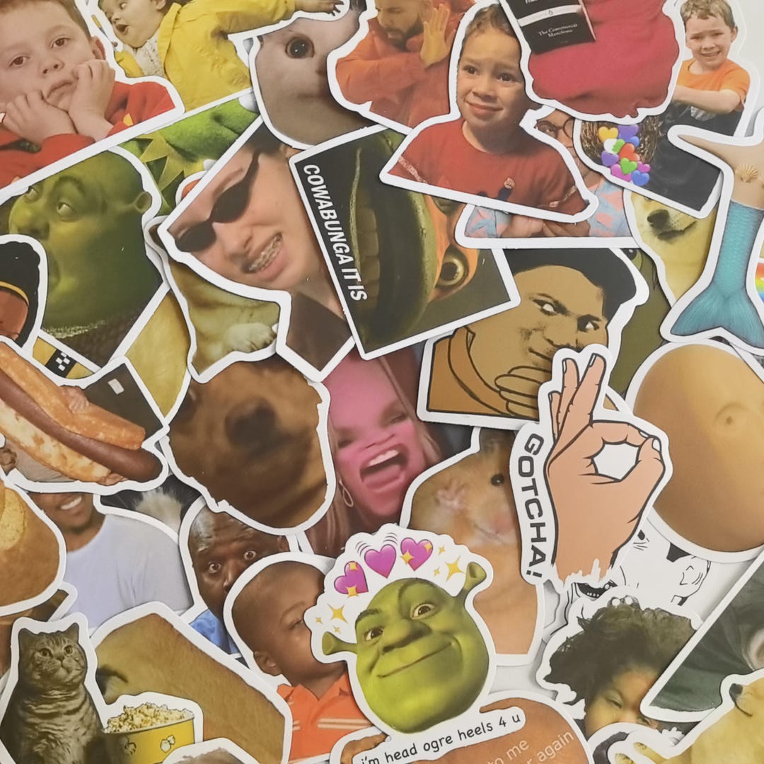 Pack of 50 Funny Meme Stickers, Reaction Face Stickers, Pop Culture ...