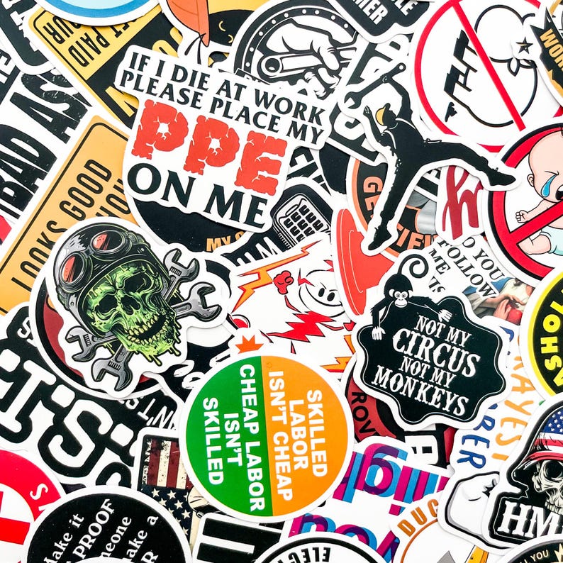 Pack of 50 Sarcastic Stickers, Funny Adult Humor Stickers, Bold ...