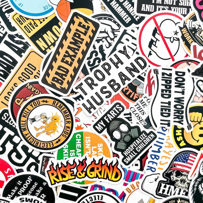 Sticker Design Jokes Pack of 50 Sarcastic Stickers, Funny Adult Humor Stickers, Bold ...