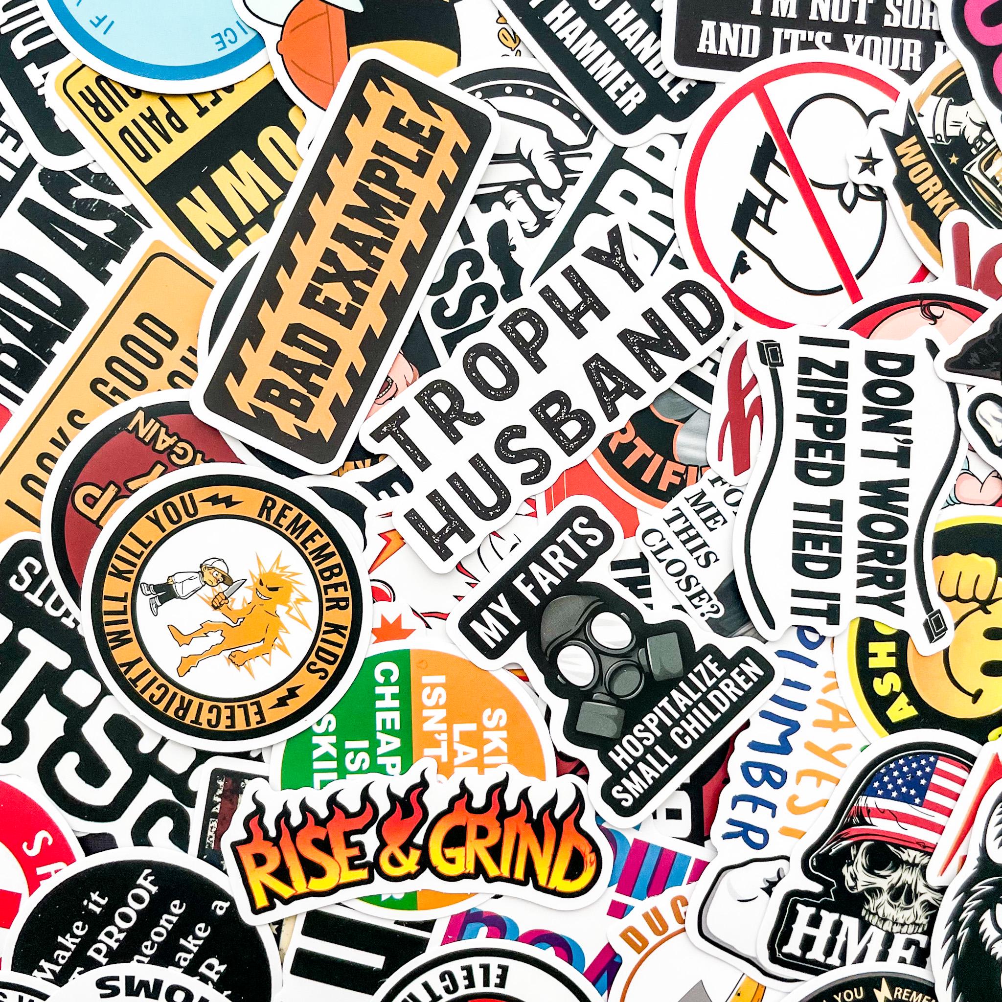 Pack of 50 Sarcastic Stickers, Funny Adult Humor Stickers, Bold ...