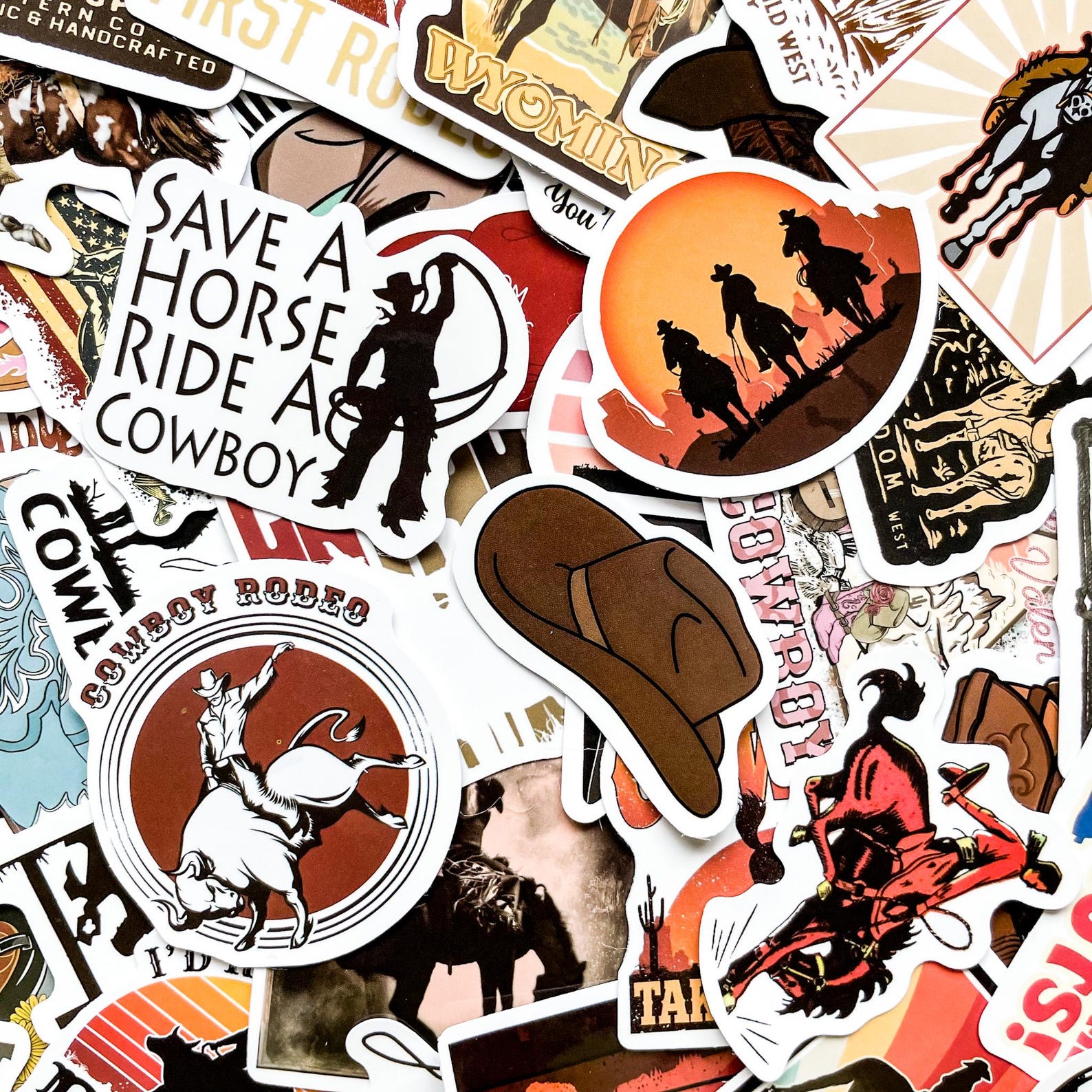 American Rodeo Stickers Pack of 50 Cowboy Western Stickers, Rodeo Rider Stickers, Rustic ...