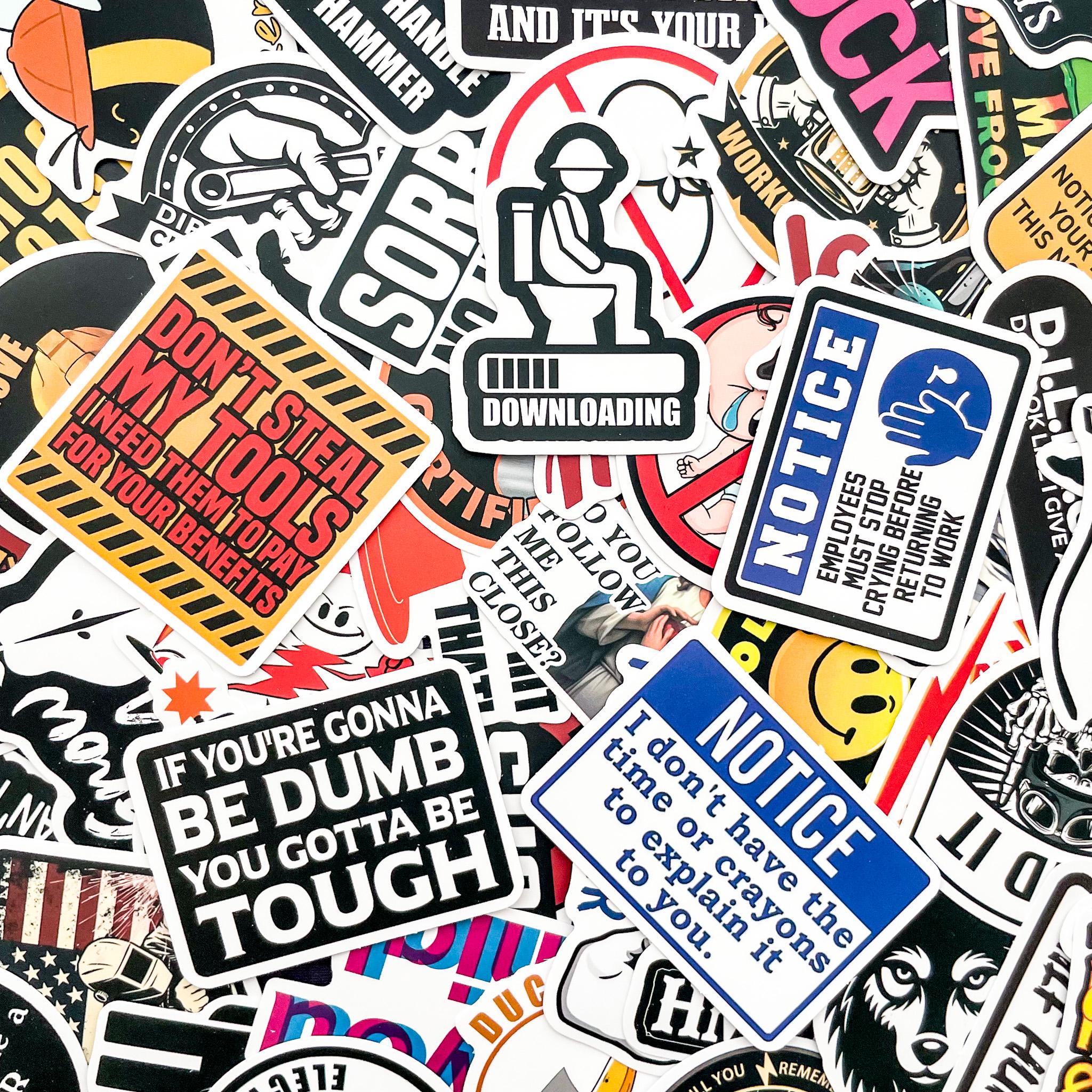 Pack of 50 Sarcastic Stickers, Funny Adult Humor Stickers, Bold ...