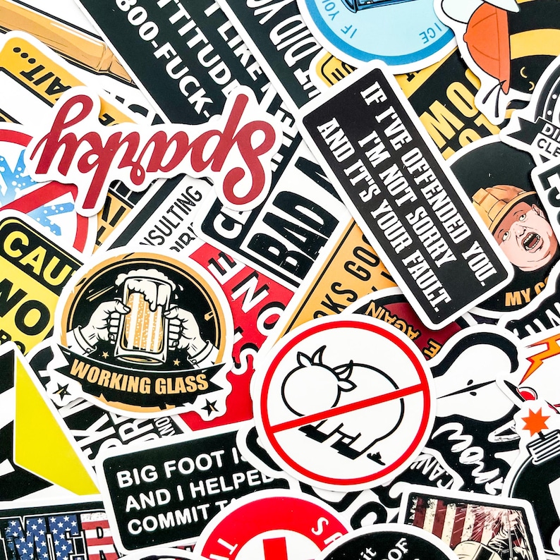 Sticker Joke Collection Pack of 50 Sarcastic Stickers, Funny Adult Humor Stickers, Bold ...