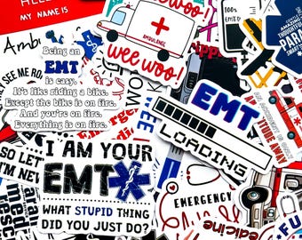 Pack of 50 EMT Stickers, Medical Rescue Stickers, Paramedic Humor Stickers, Waterproof Stickers for EMT Workers, Nurses, Collectors